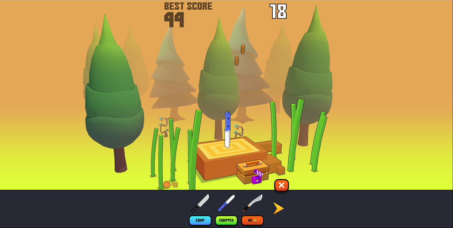 Knife Flip Game Store Screen Screenshot.