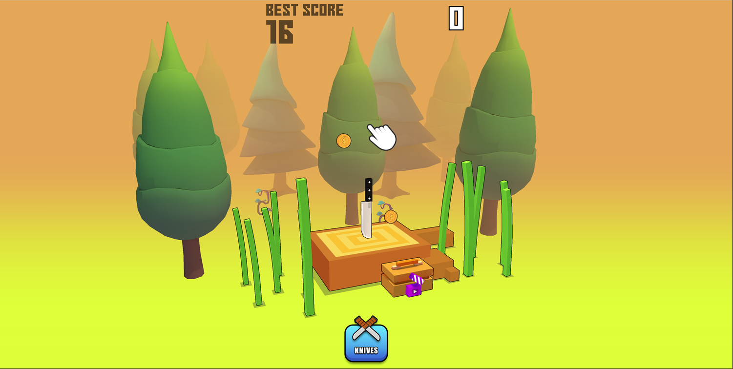 Knife Flip Game Welcome Screen Screenshot.