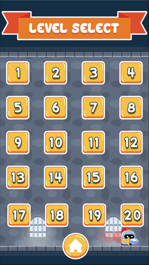 Knight Dash Game Level Select Screen Screenshot.