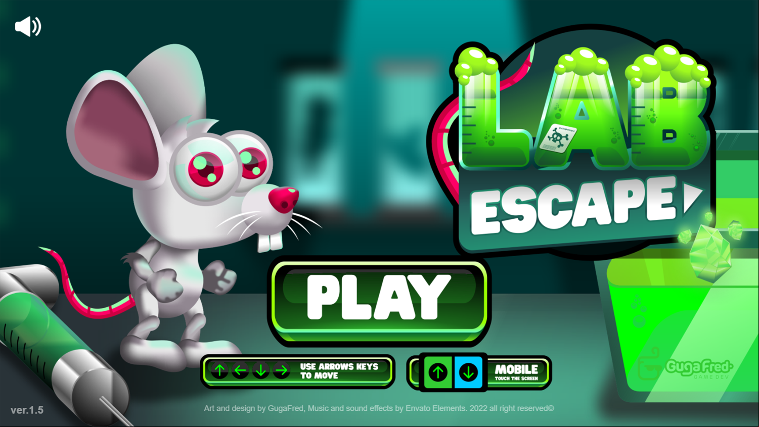 Lab Escape Game Welcome Screen Screenshot.