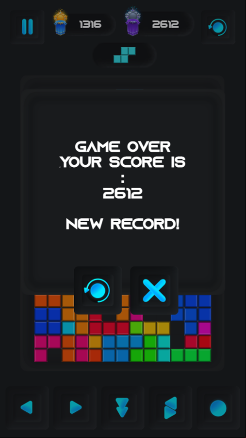 Last Block Game Over Screenshot.