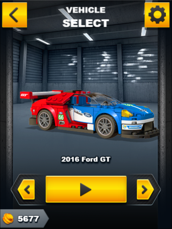 LEGO Speed Champions Game Car Select Screen Screenshot.