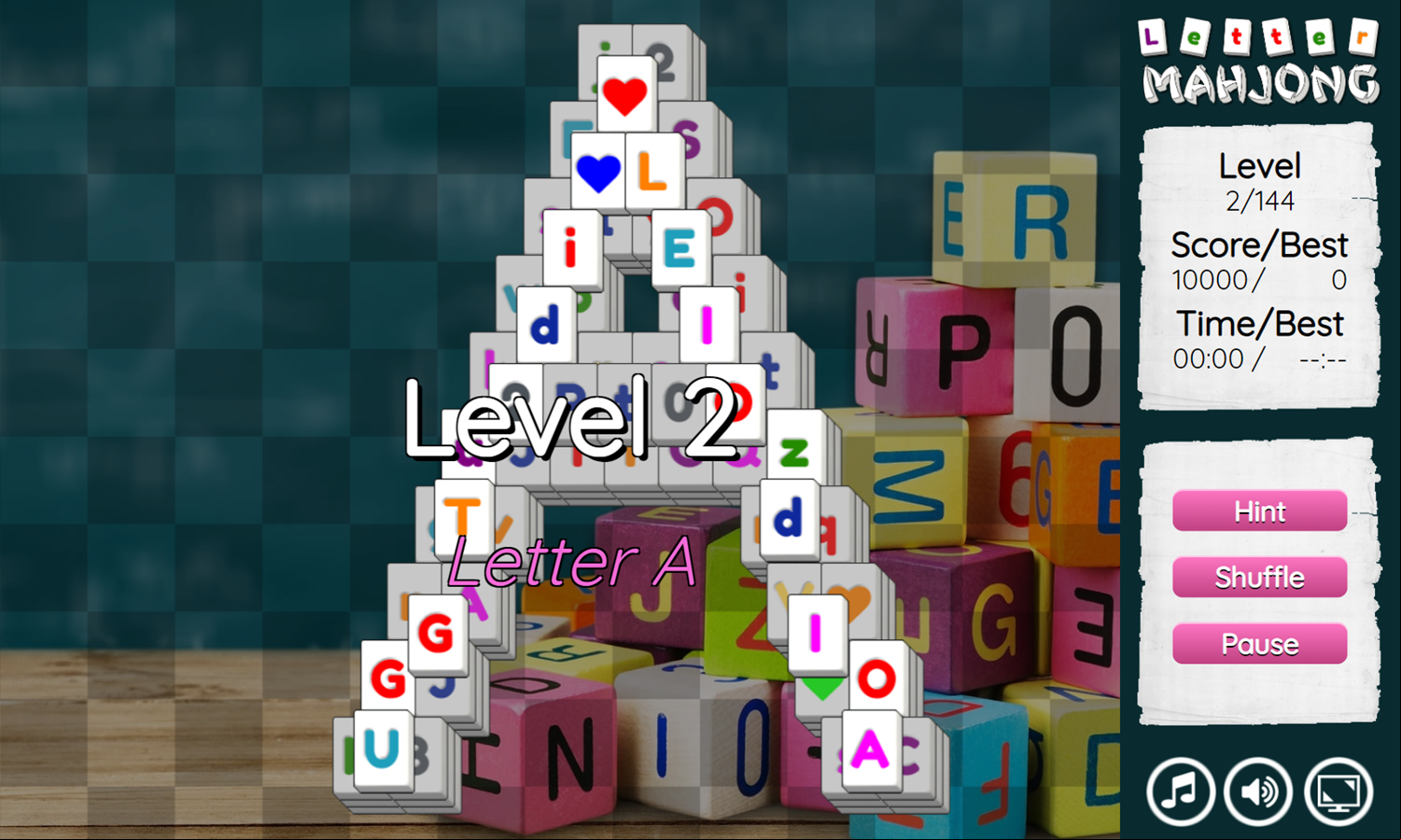 Letter Mahjong Game Next Level Screenshot.