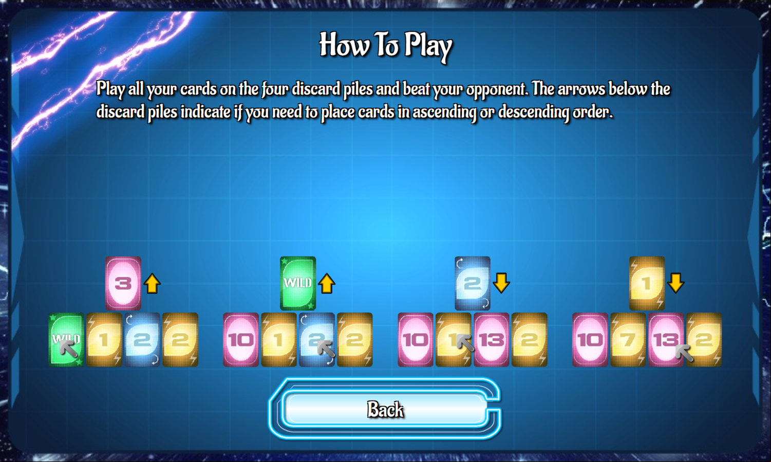 Lightning Solitaire Game How To Play Screenshot.