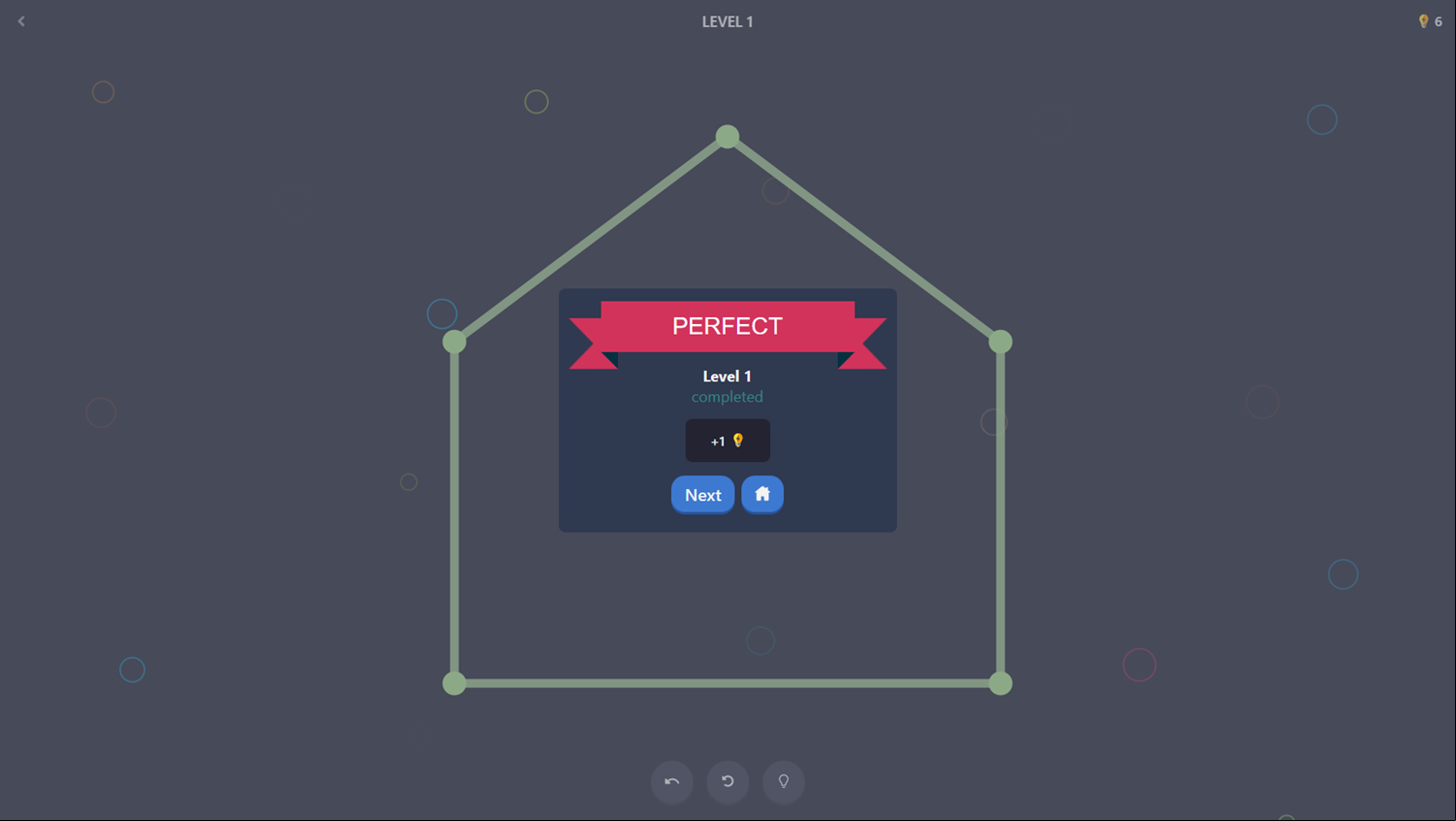 Line and Dots Game Level Complete Screenshot.