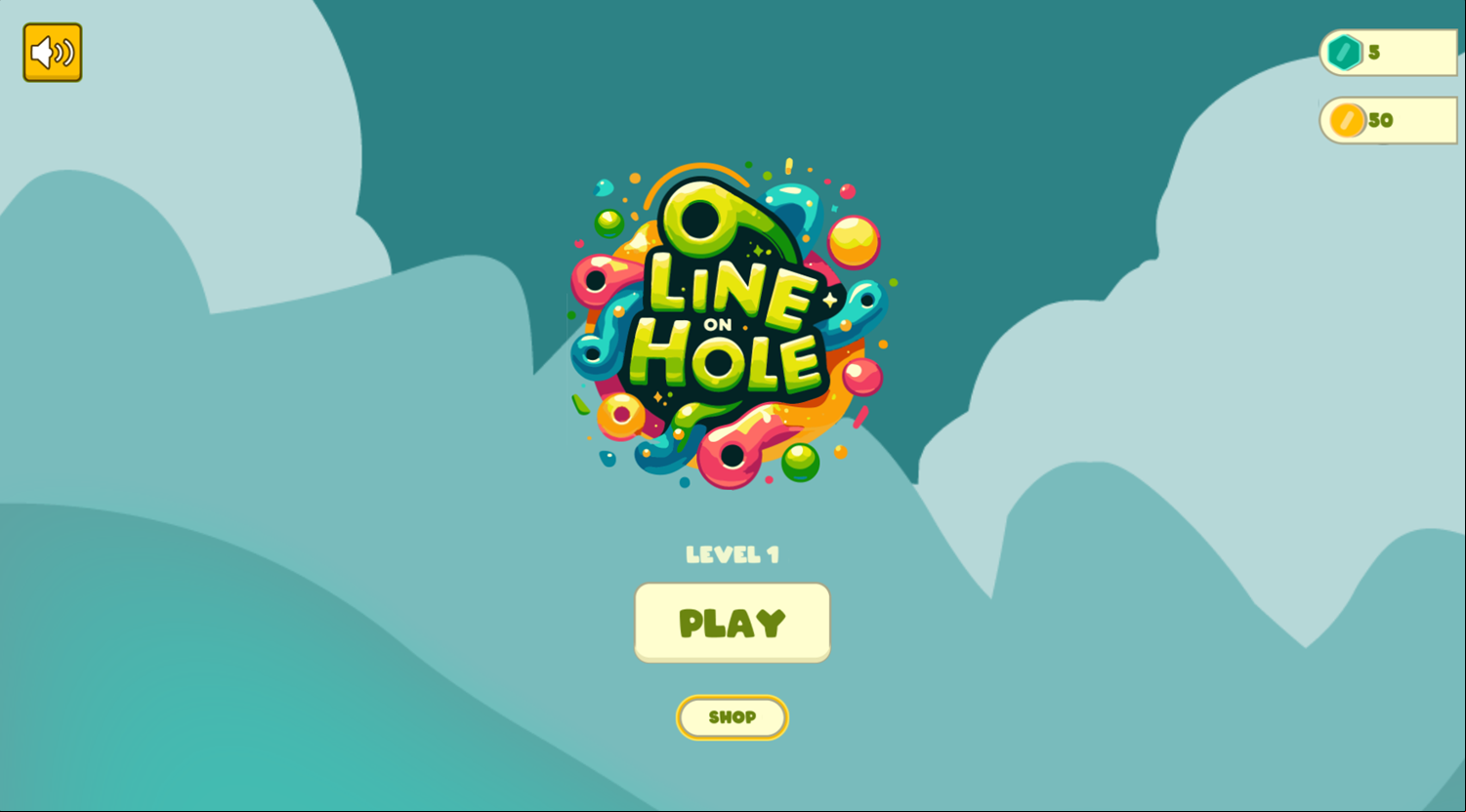 Line On Hole Game Welcome Screen Screenshot.