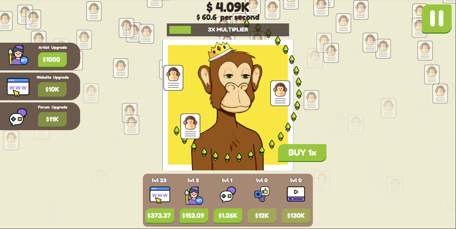 Lit Ape NFT Generator Game 3x Multiplier Screenshot.