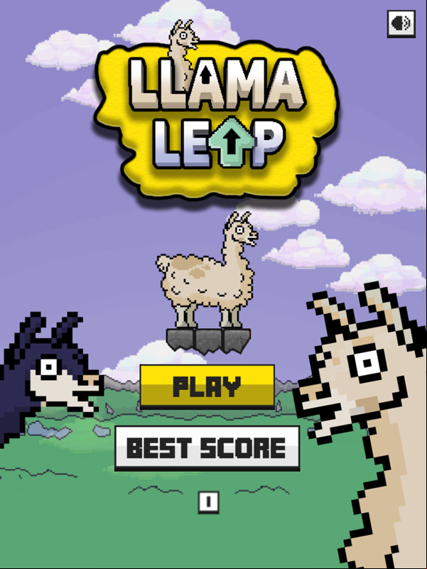 Llama Leap Game Welcome Screen Screenshot.