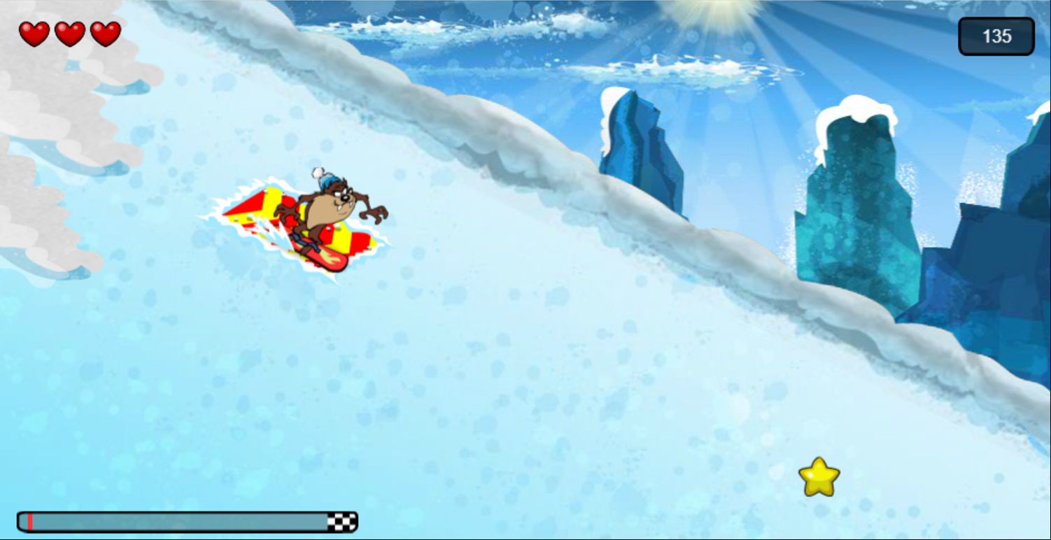 Looney Tunes Avalanche Snowboarding Game Screenshot.