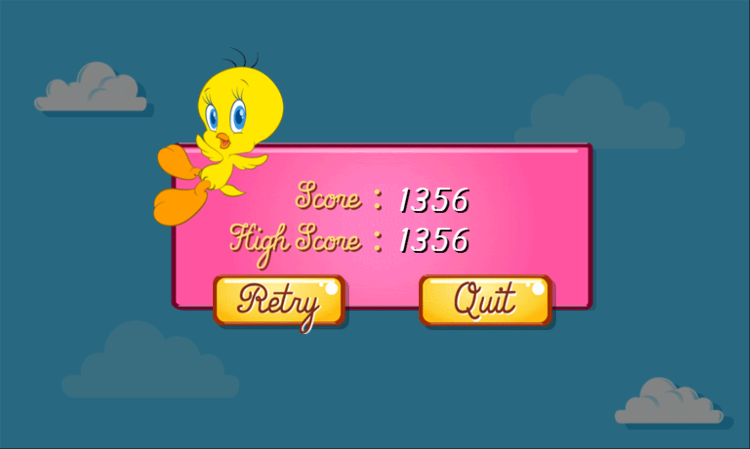 Looney Tunes Tweety Takes Off Game Score Screenshot.