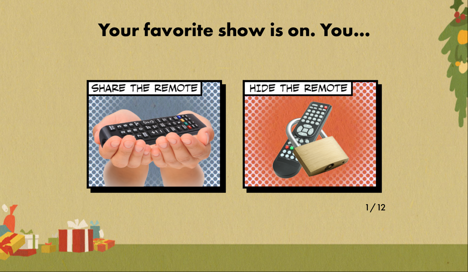 Loud House Are You Naughty or Nice Game First Question Screenshot.