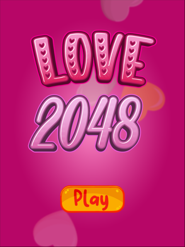 Love 2048 Game Welcome Screen Screenshot.
