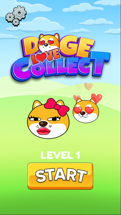 Love Doge Collect Game Welcome Screen Screenshot.
