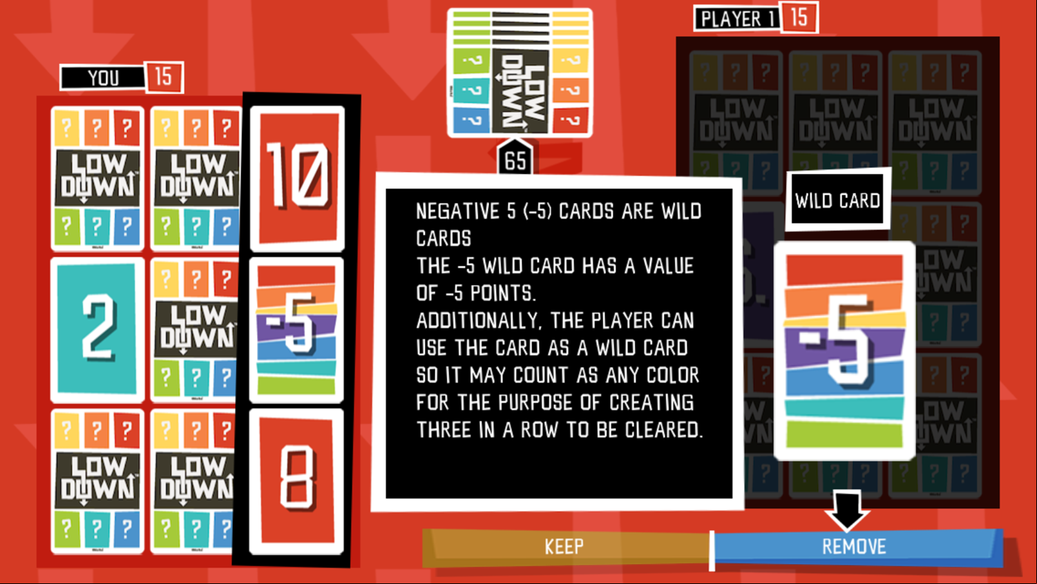 Low Down Game Wild Card Screenshot.