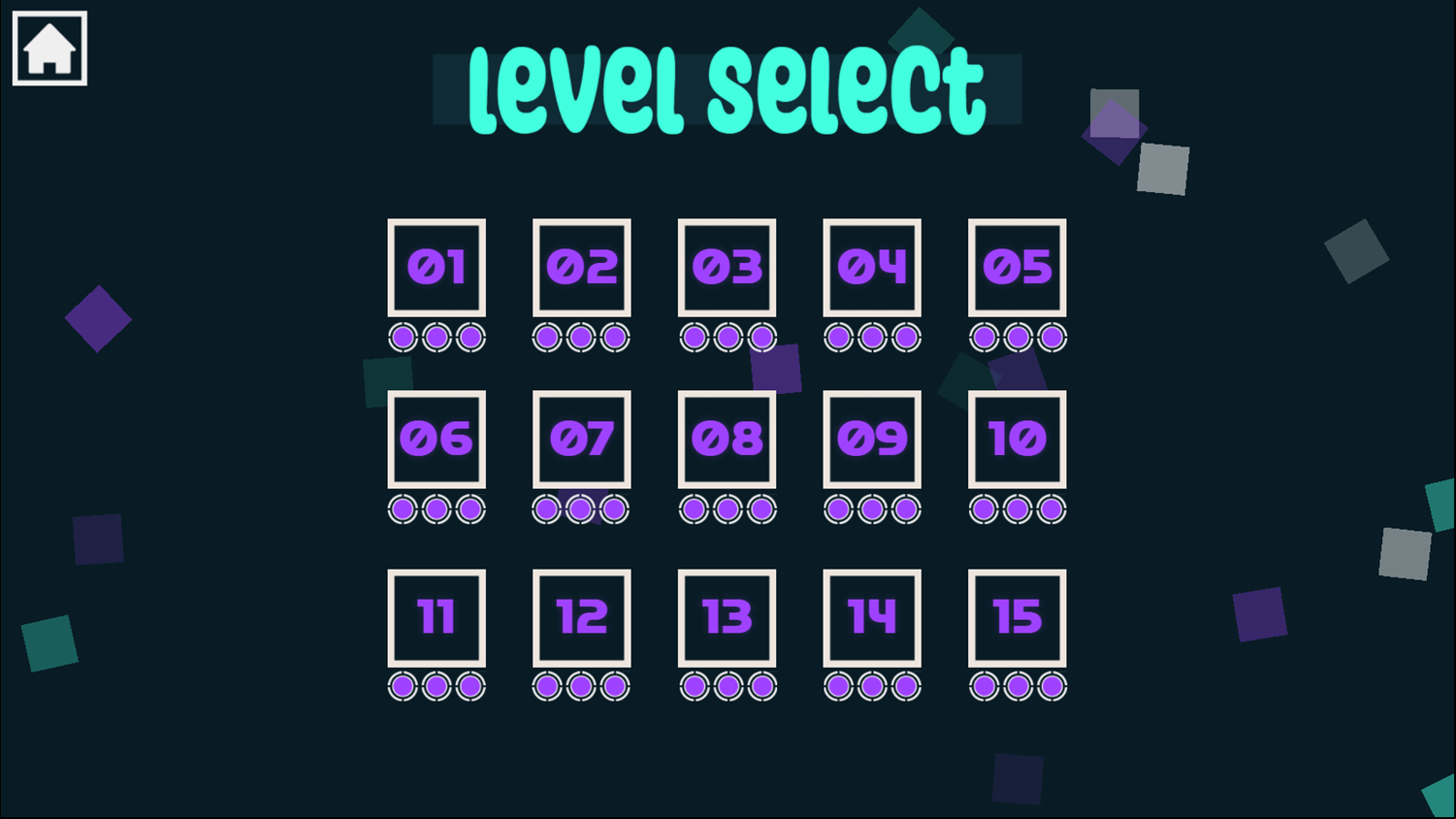 Luminova Game Level Select Screen Screenshot.