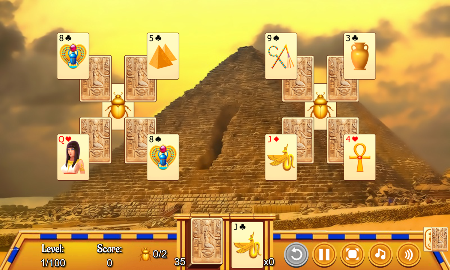 Luxor Tripeaks Game Start Screenshot.