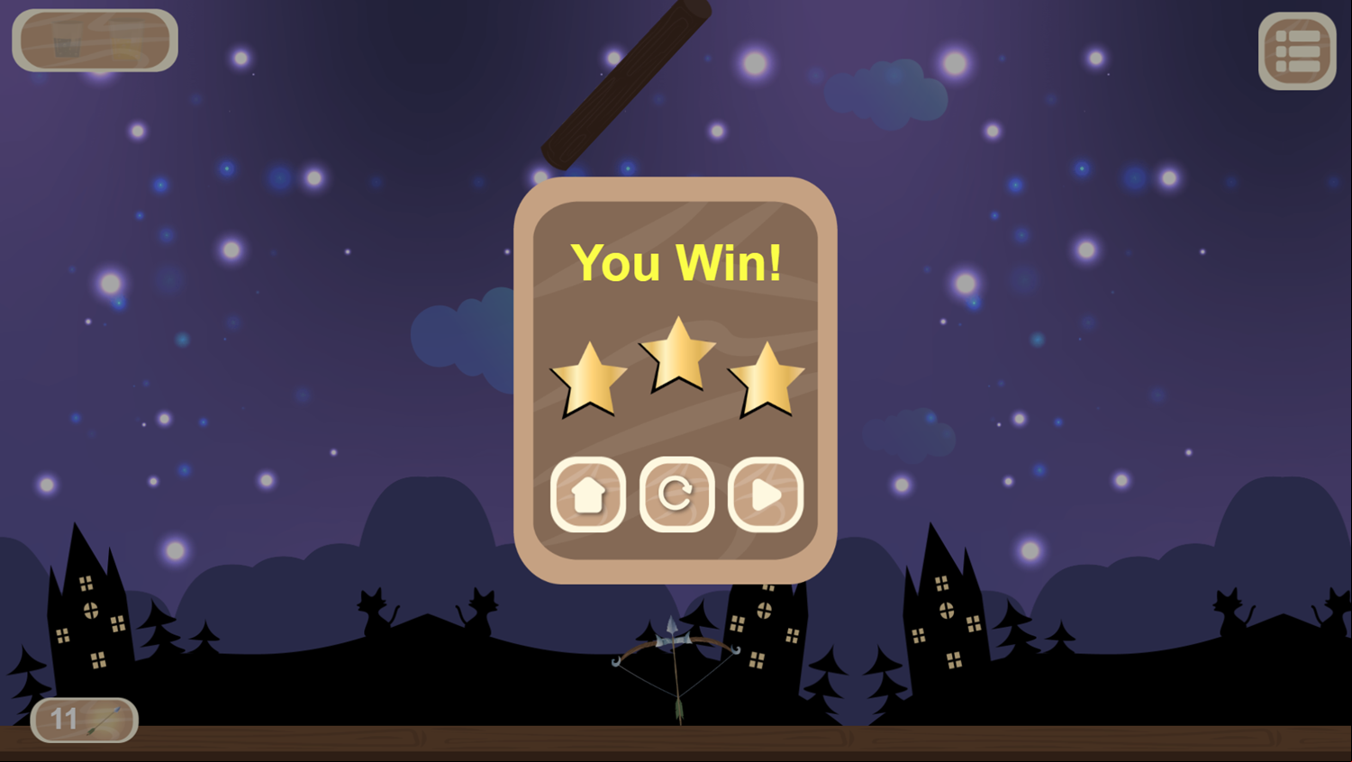 Magical Archer Game Level Win Screenshot.