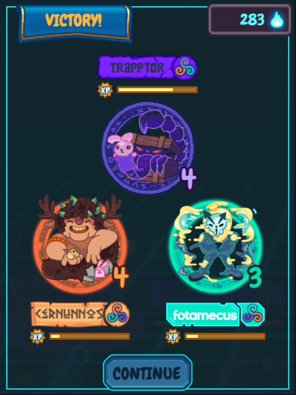 Magikmon Game Battle Won Screen Screenshot.
