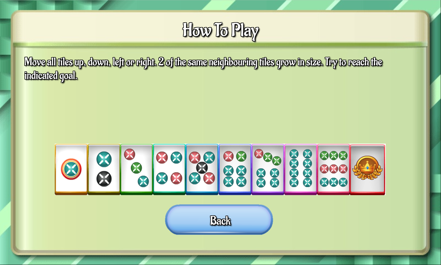 Mahjong 2048 Game Help Screen Screenshot.