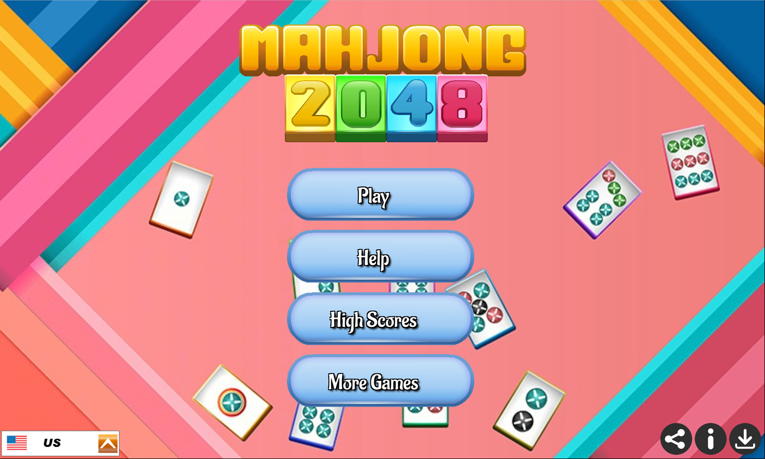 Mahjong 2048 Game Welcome Screen Screenshot.