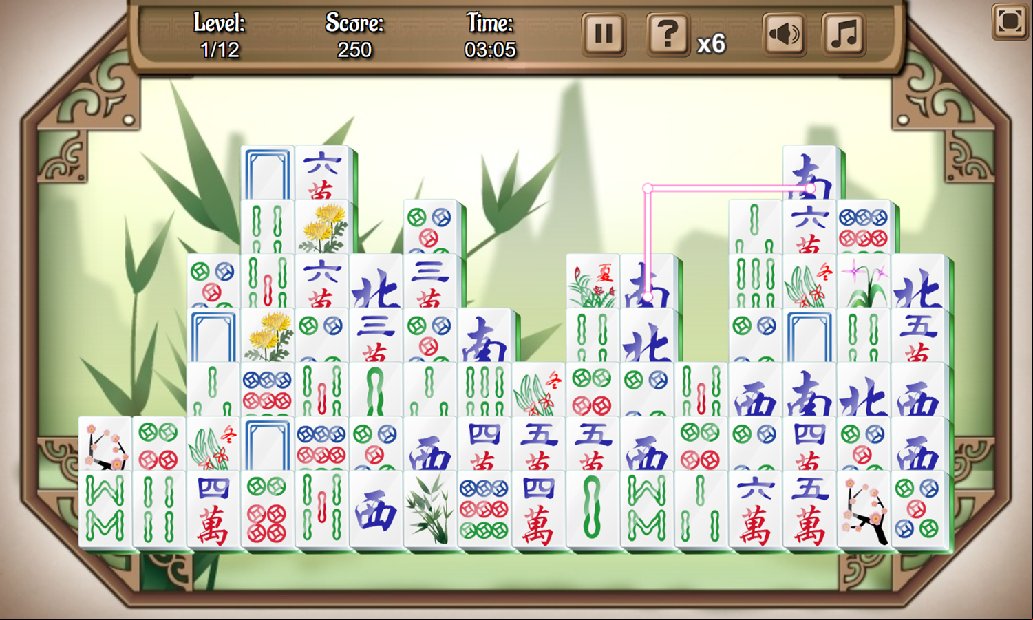 Mahjong Connect 1 Game Play Screenshot.