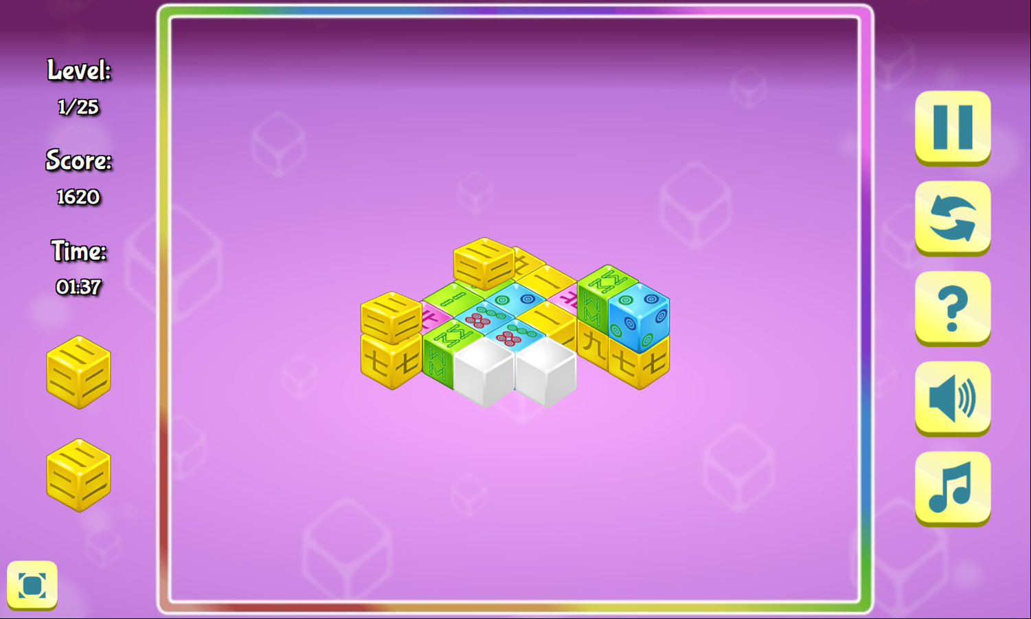 Mahjong Cubes Game Level Play Screenshot.