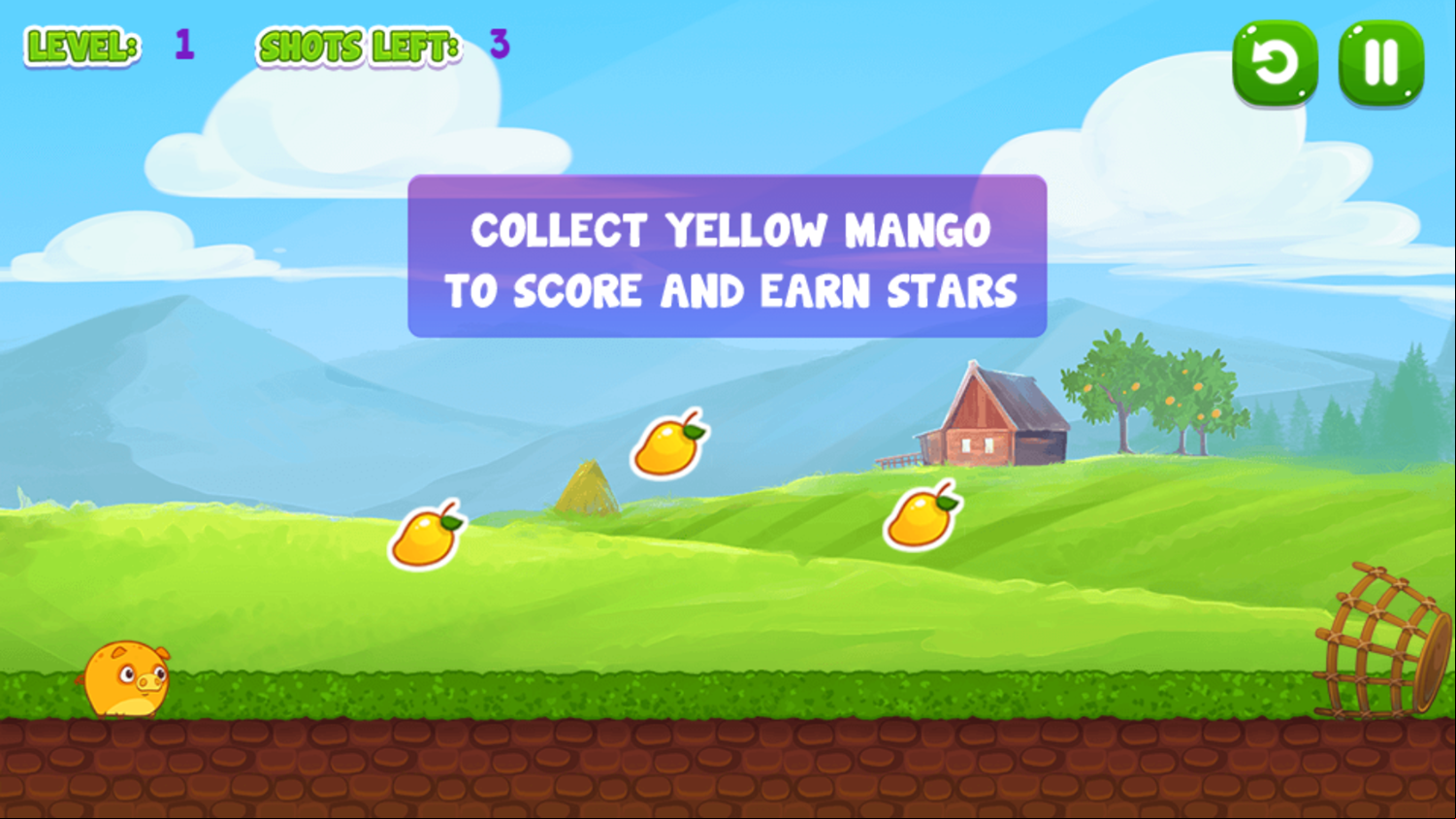 Mango Piggy Piggy Farm Harvest Game Instructions Screenshot.