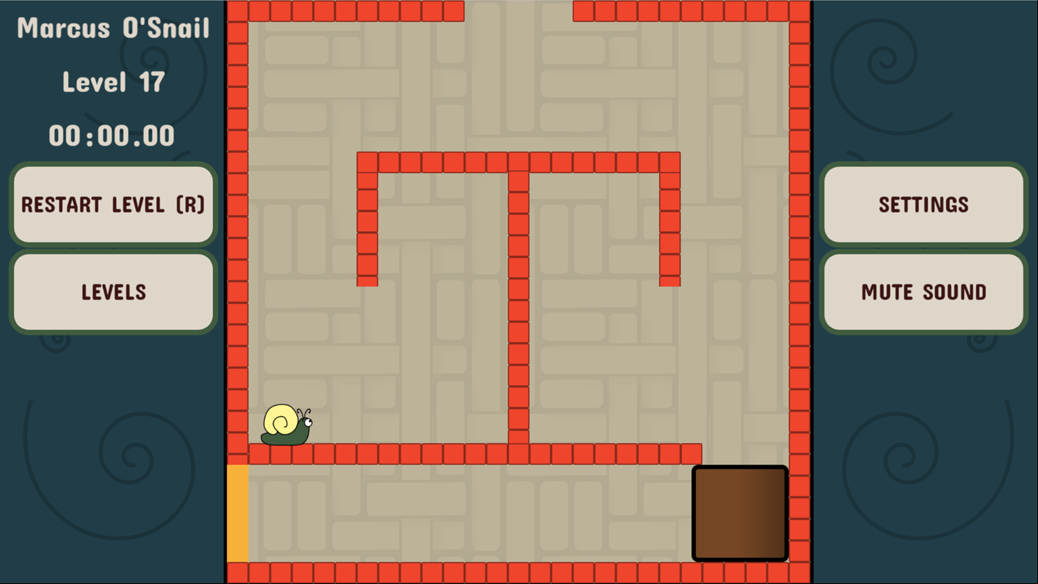 Marcus O'Snail Game Level With a Breakable Wall Screenshot.