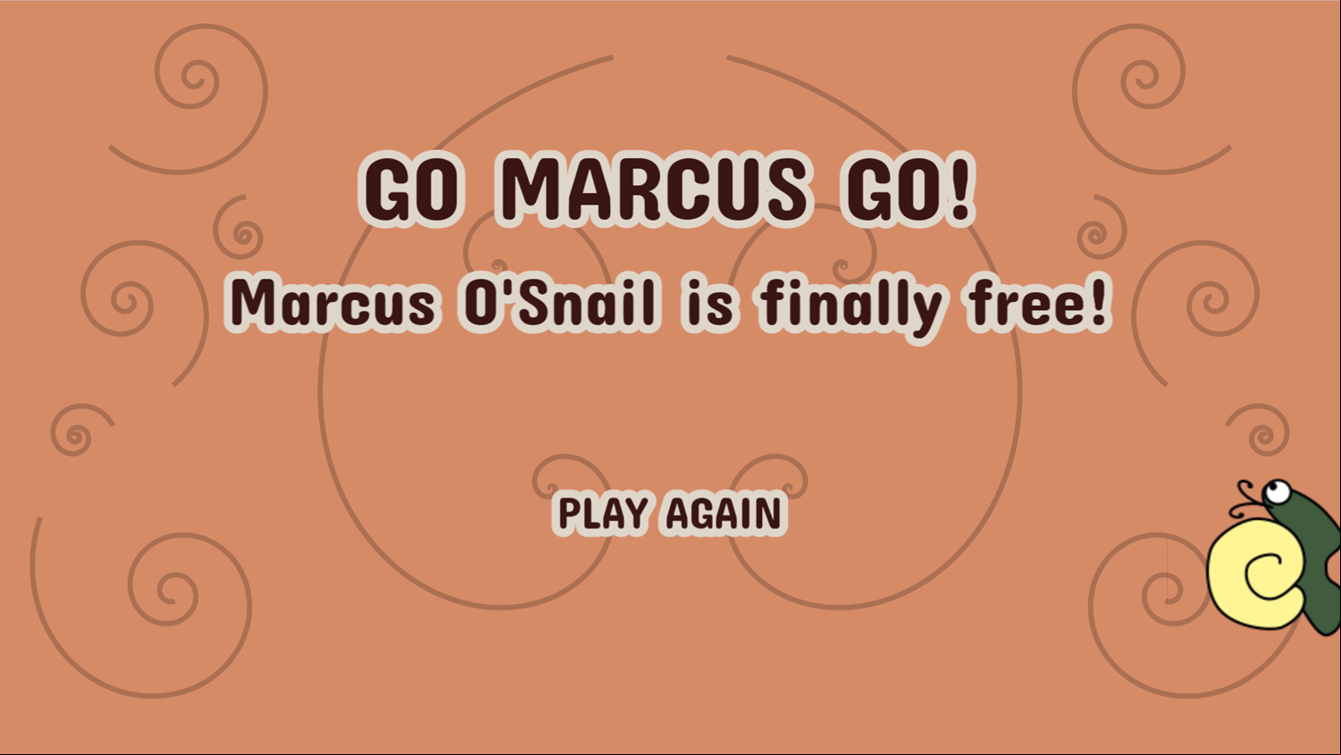 Marcus O'Snail Game Beat Screen Screenshot.