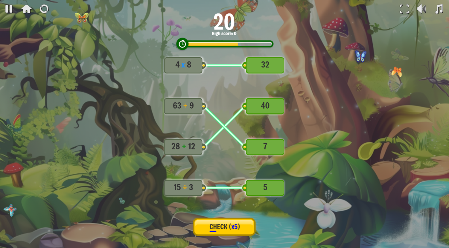 Math Forest Match Game Progress Screenshot.