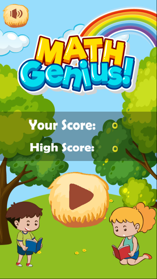 Math Genius Game Welcome Screen Screenshot.