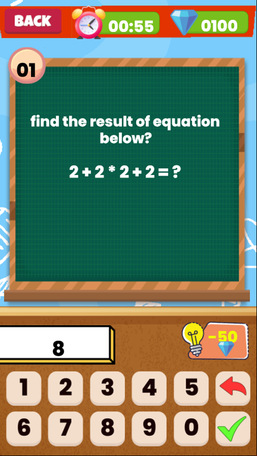 Math Riddles Puzzle Game Level Play Screenshot.