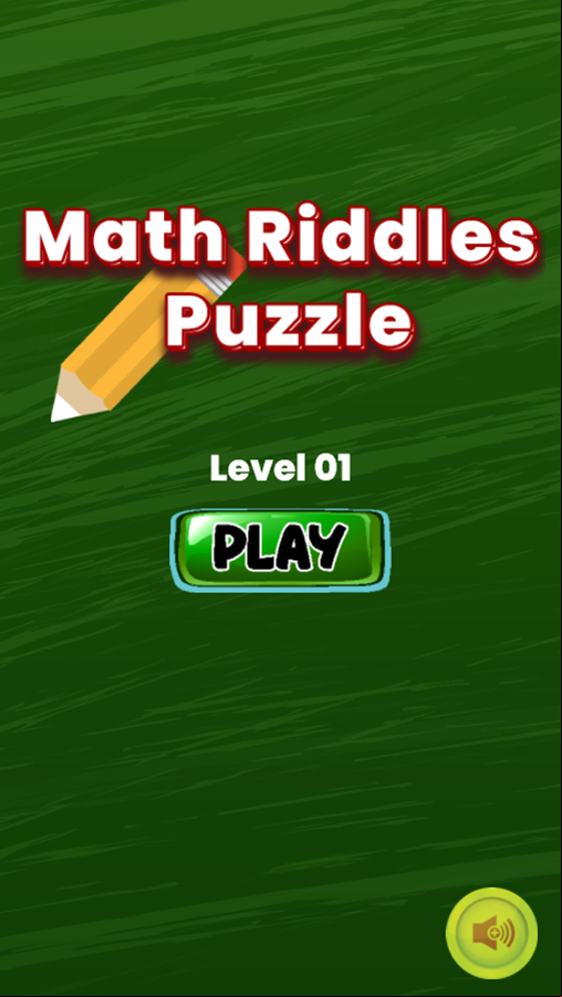 Math Riddles Puzzle Game Welcome Screen Screenshot.