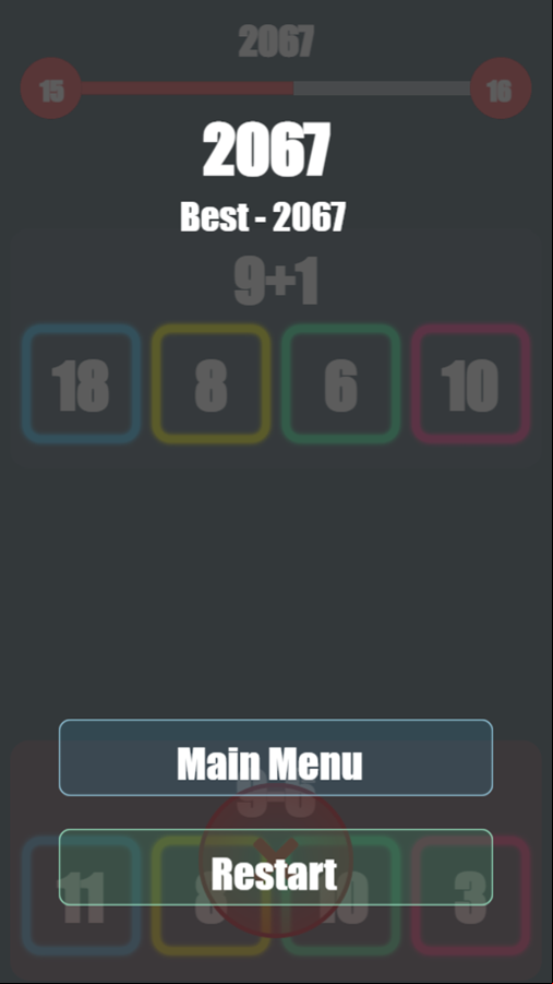 Math Tiles Game Over Screenshot.