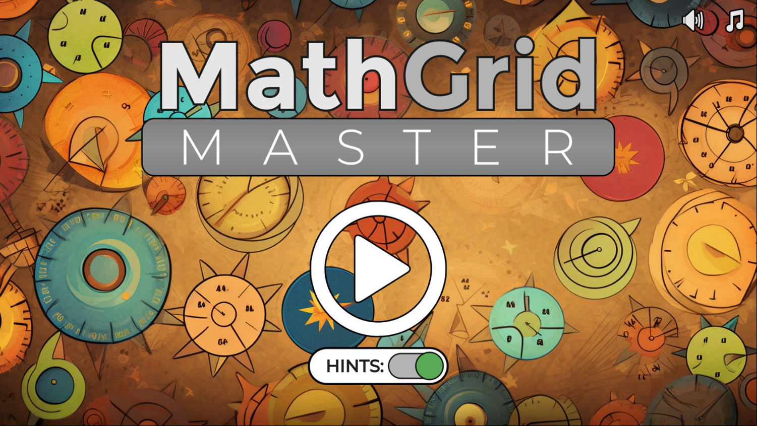MathGrid Master Game Welcome Screen Screenshot.