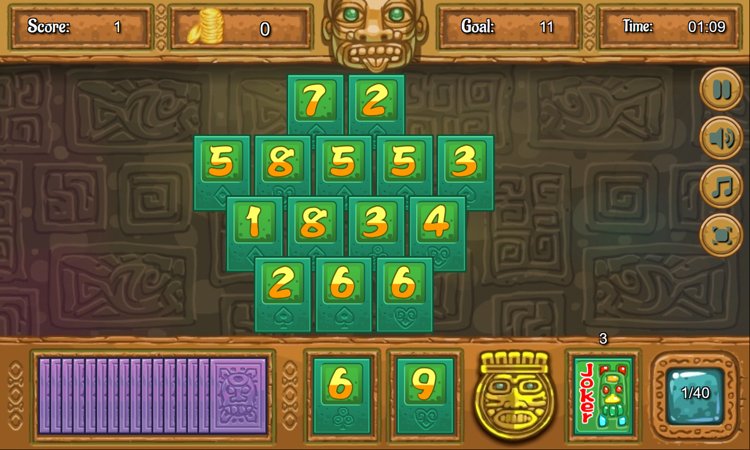 Maya Pyramid Solitaire Game Level Start Screenshot.