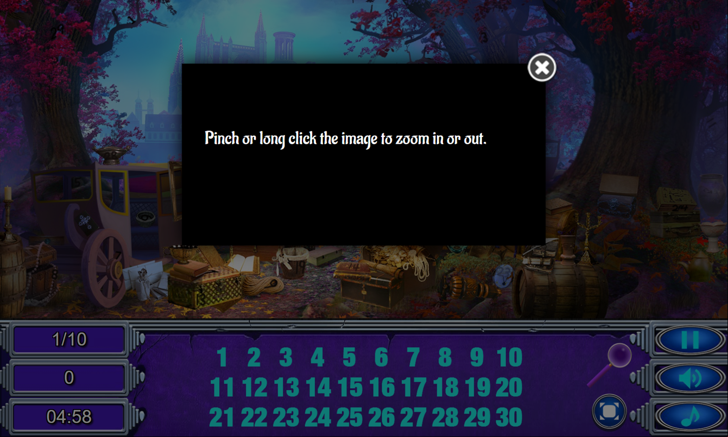 Medieval Castle Hidden Numbers Game Level Start Screenshot.