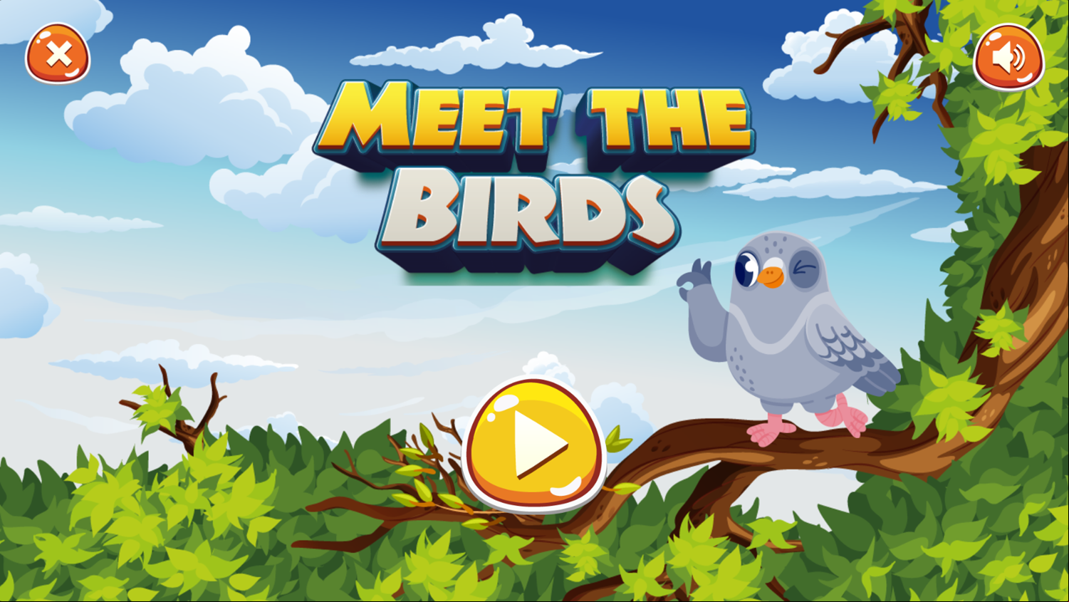 Meet The Birds Game Welcome Screen Screenshot.