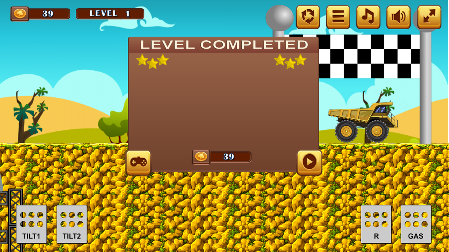 Mega Truck Game Level Complete Screenshot.