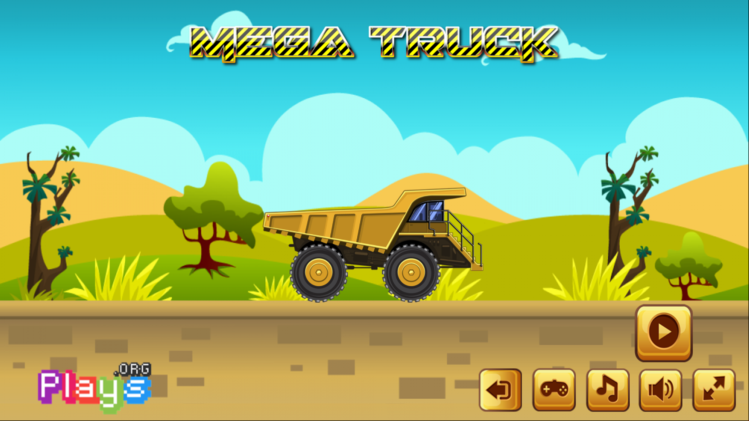 Mega Truck Game Welcome Screen Screenshot.