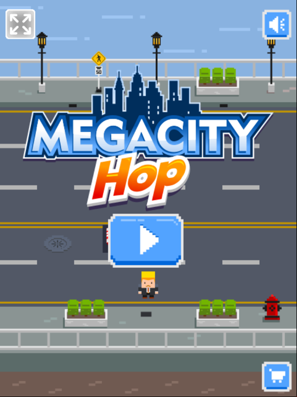 Megacity Hop Game Welcome Screen Screenshot.