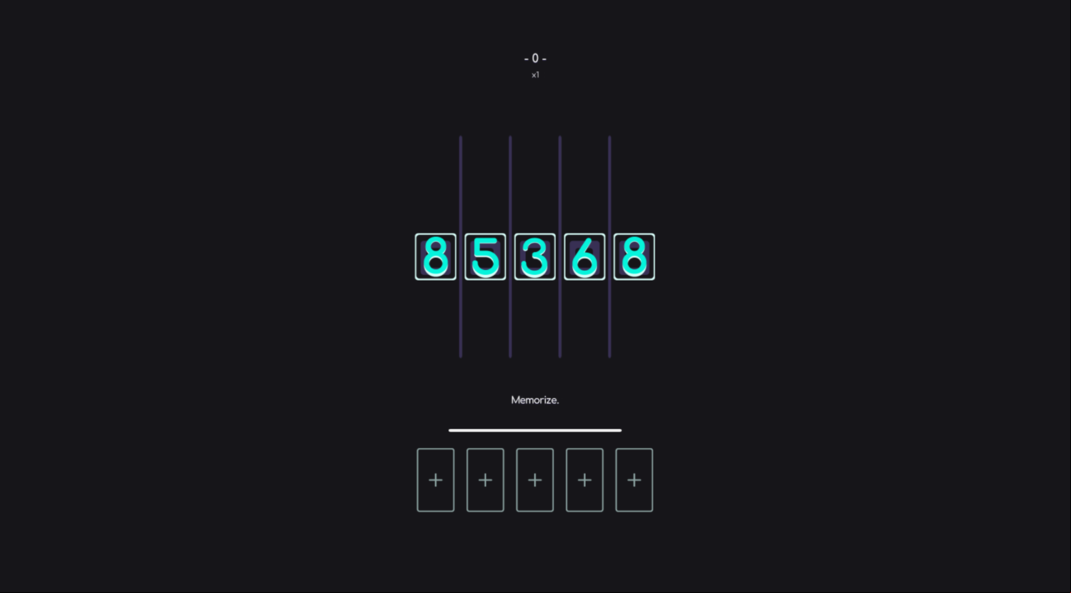 Memorize Numbers Game Show Numbers Screenshot.