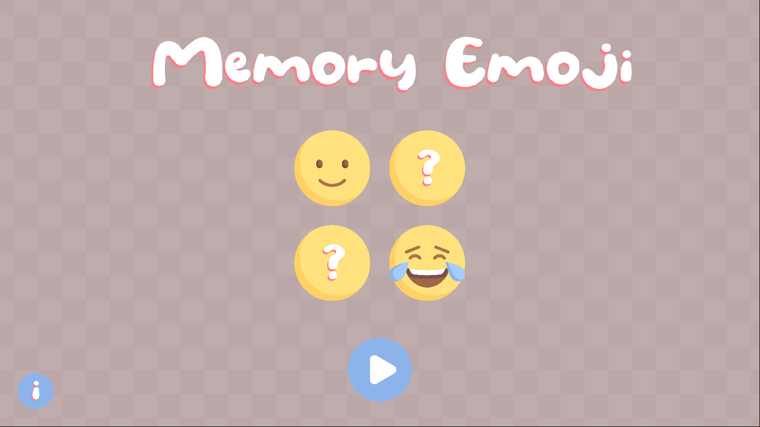 Memory Emoji Game Welcome Screen Screenshot.