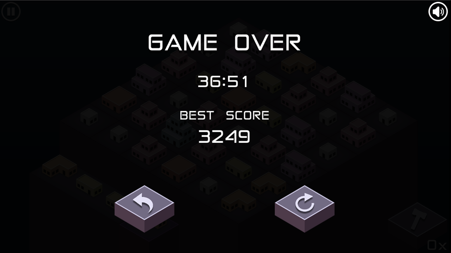 Merge Blocks Game Over Screen Screenshot.