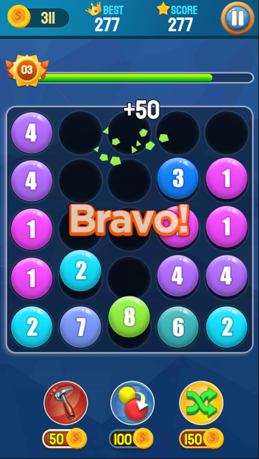 Merge Bubble Number Game Play Screenshot.