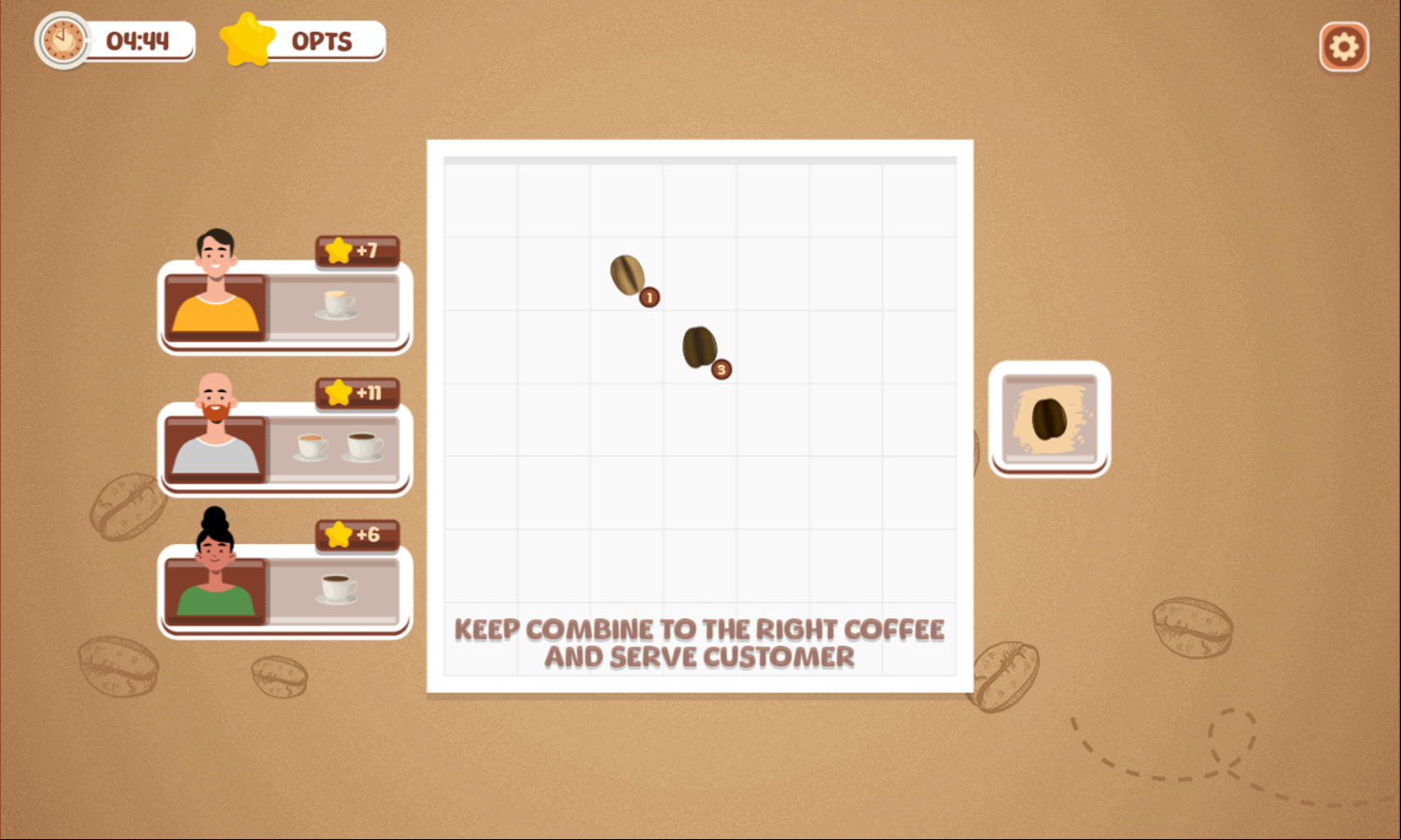 Merge Coffee Game Combine Coffee Instructions Screen Screenshot.