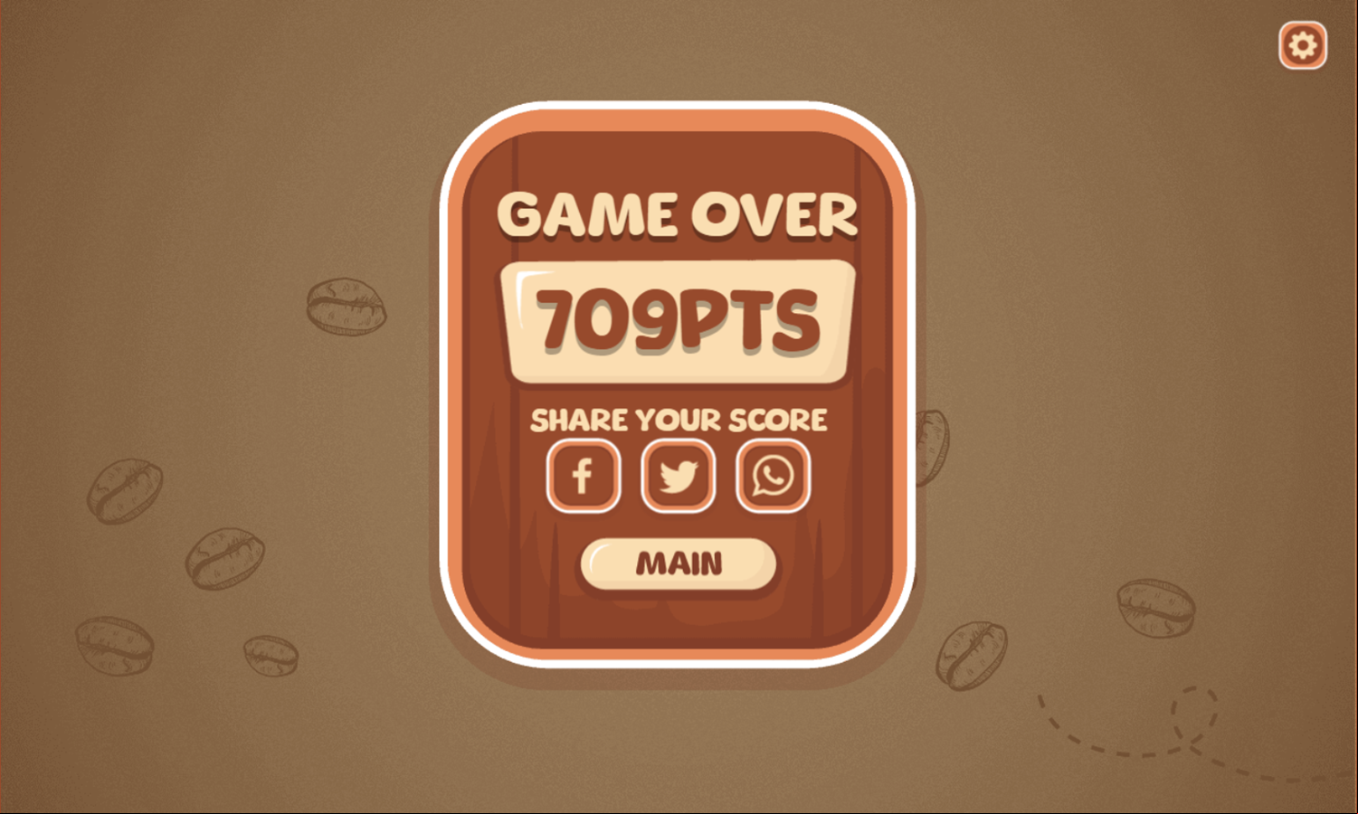 Merge Coffee Game Over Screen Screenshot.