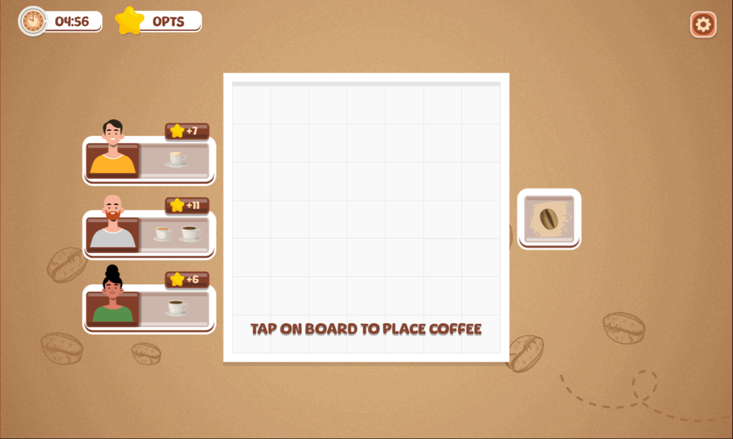 Merge Coffee Game Place Coffee Instructions Screen Screenshot.