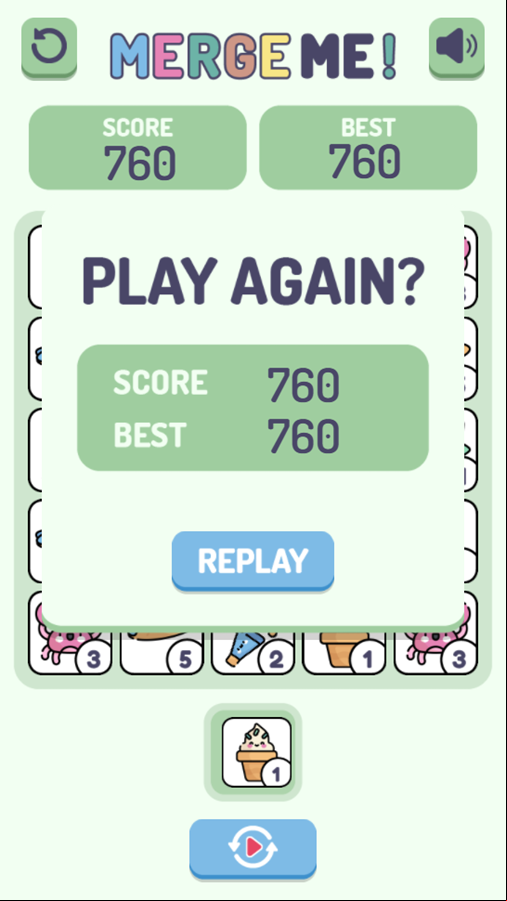 Merge Me Game Over Screenshot.