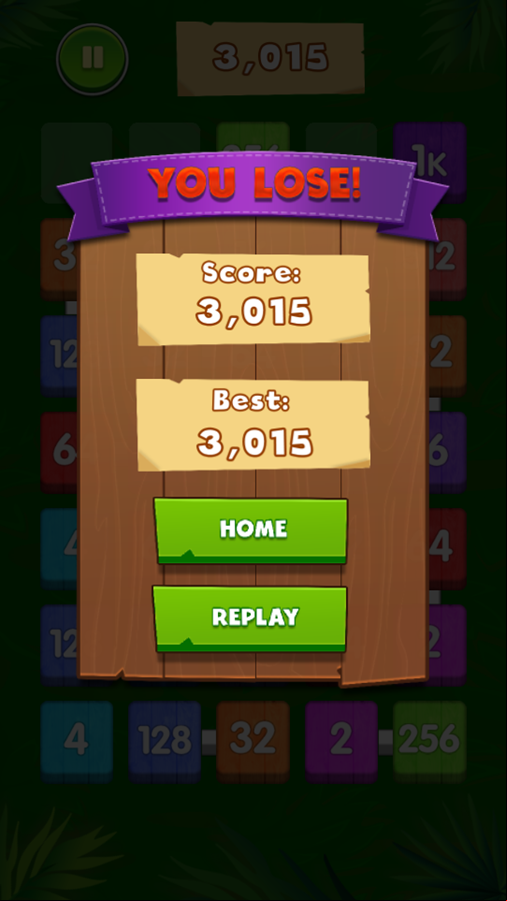 Merge Number Woody Game Score Screenshot.